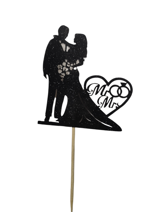 Mr&Mrs 5 inch Glitter Cake Topper