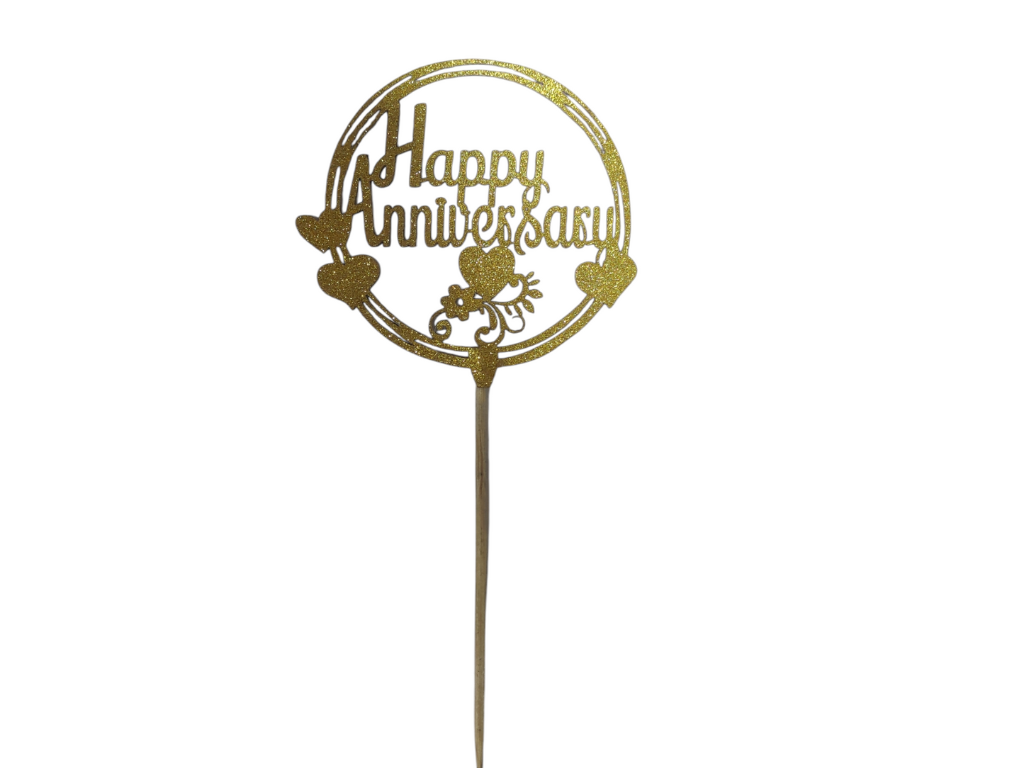 Happy Anniversary 5 inch Glitter Cake Topper