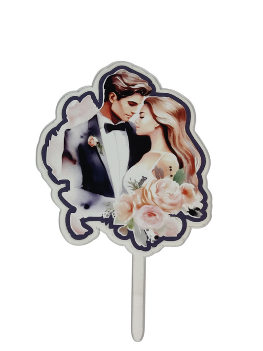Couple Printed Cake Topper without Stick
