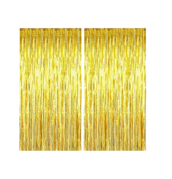 Golden Happy Birthday Party Decoration Set with (2 Curtain, 1 Happy Birthday Banner, 10 gold and 10 black baloon, 1 Star foil balloon)