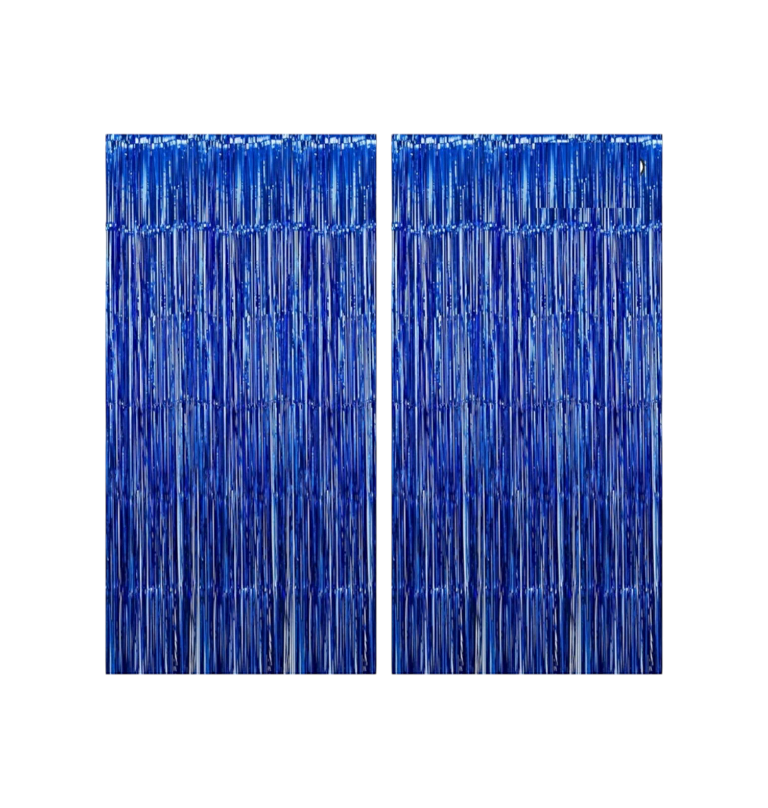 Blue Happy Birthday Party Decoration Set with (2 Curtain, 1 Happy Birthday Banner, 10 blue and 10 white balloon, 1 Star foil balloon)
