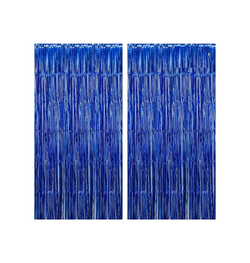 Blue Happy Birthday Party Decoration Set with (2 Curtain, 1 Happy Birthday Banner, 10 blue and 10 white balloon, 1 Star foil balloon)