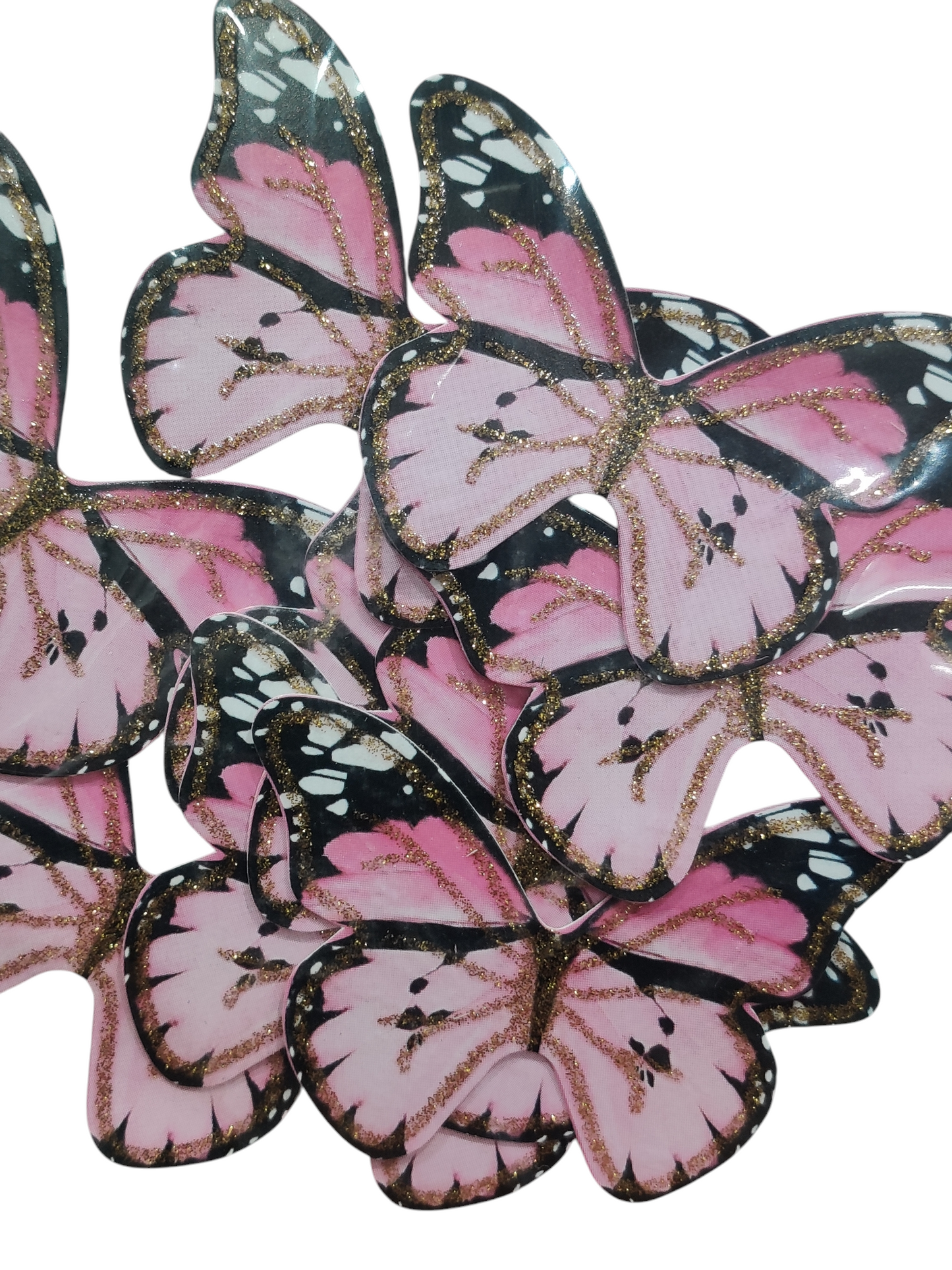 Pink and Gold Glitter Butterfly Cake Topper Pack Of 10