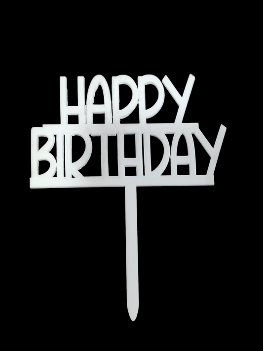 Happy Birthday white Acrylic Topper RT00742