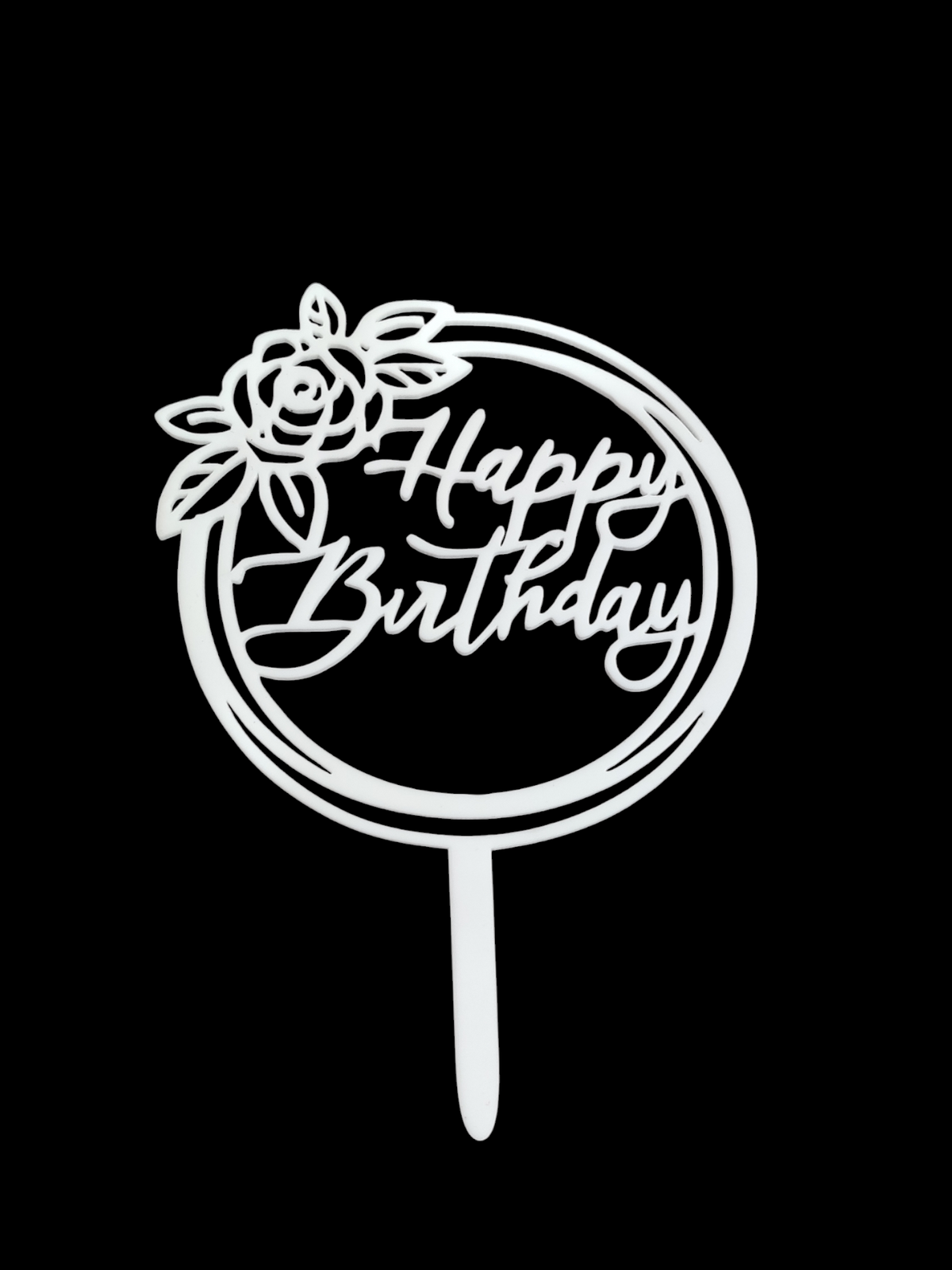 Happy Birthday White Acrylic Topper RT00531