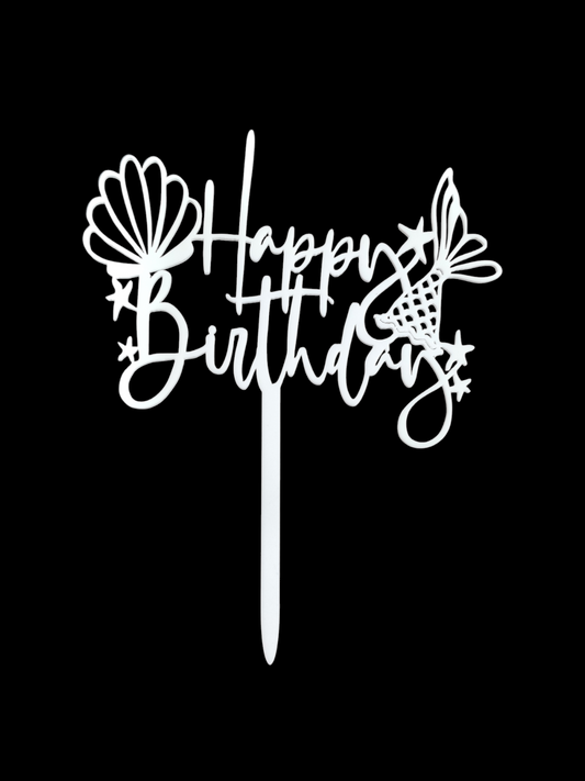 Happy Birthday White Acrylic Topper RT00257