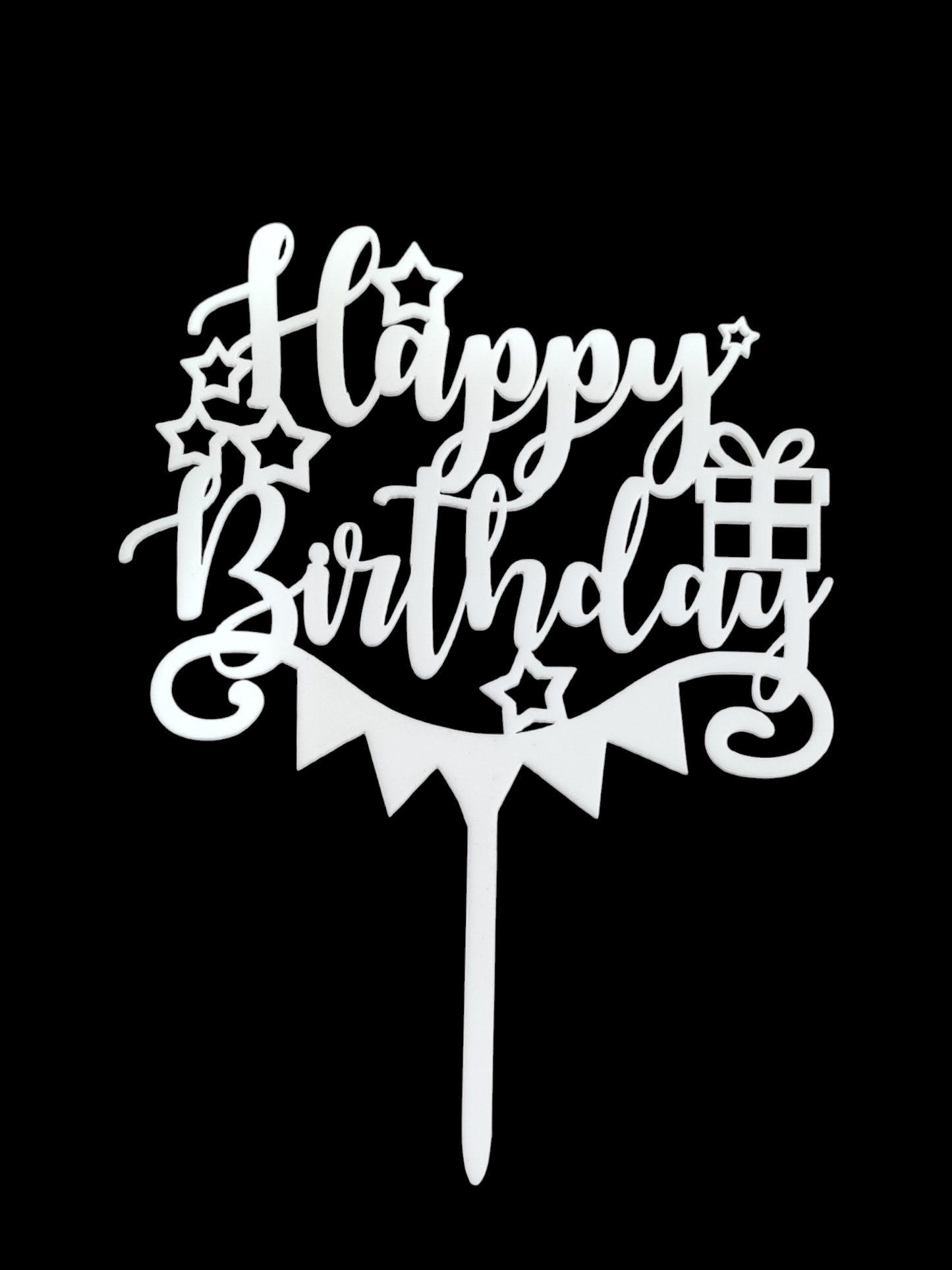 Happy Birthday White Acrylic Topper RT00746
