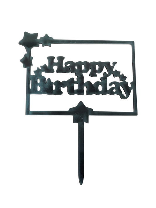 Happy Birthday Black Acrylic Topper RT01028