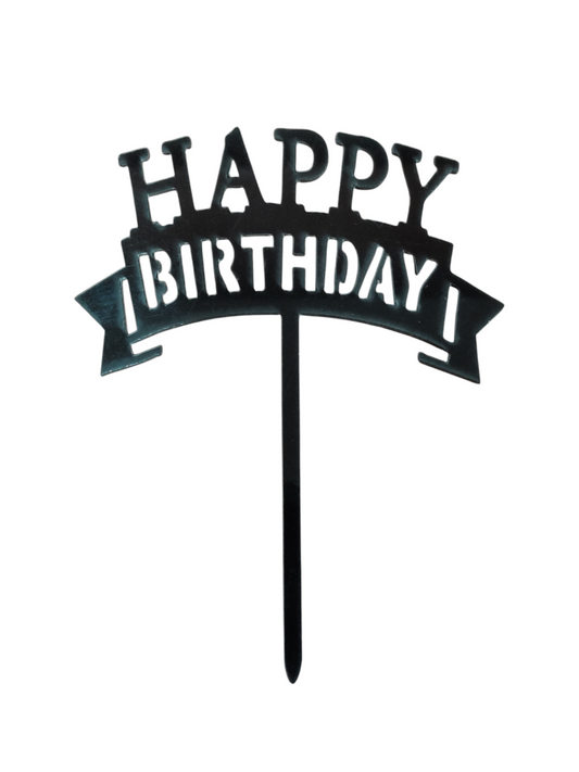 Happy Birthday Black Acrylic Topper RT00170