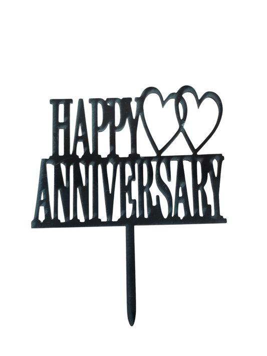 Happy Anniversary Black Acrylic Topper  RT00668