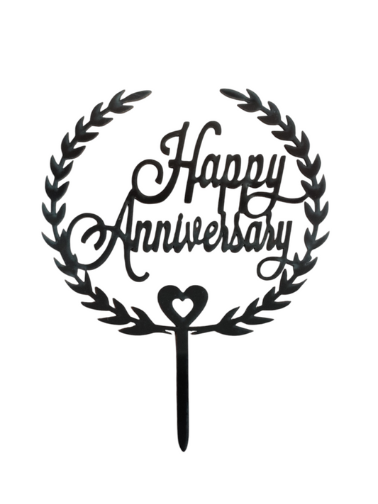 Happy Anniversary Black Acrylic Topper RT00038