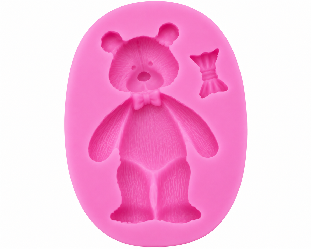3D Teddy Bear with Bow Fondant Mould