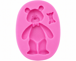 3D Teddy Bear with Bow Fondant Mould