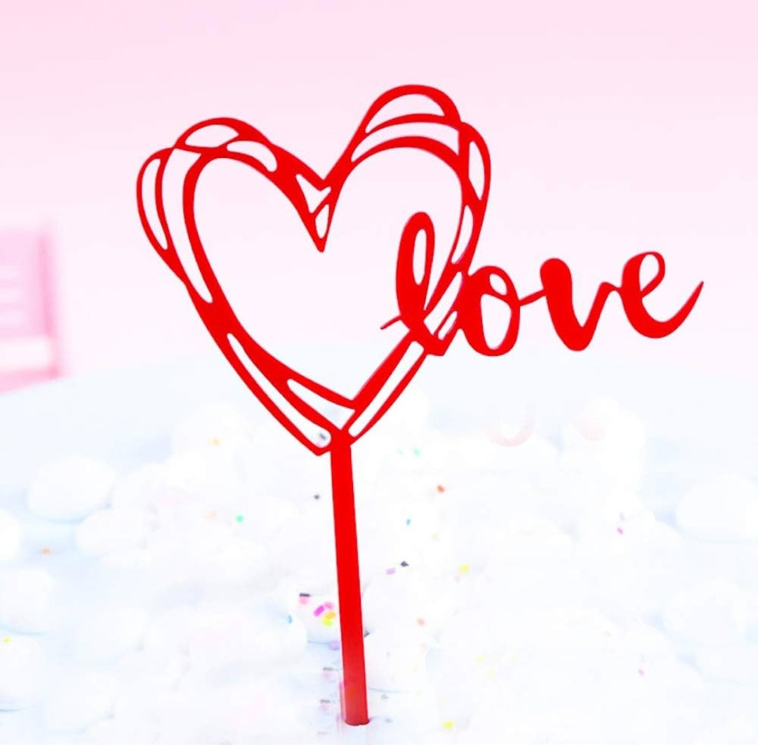 Love heart Acrylic Topper 5 inch