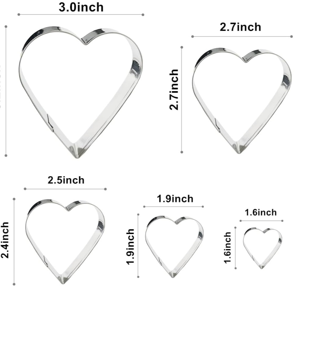 Heart shape Cookie Cutters set of 5