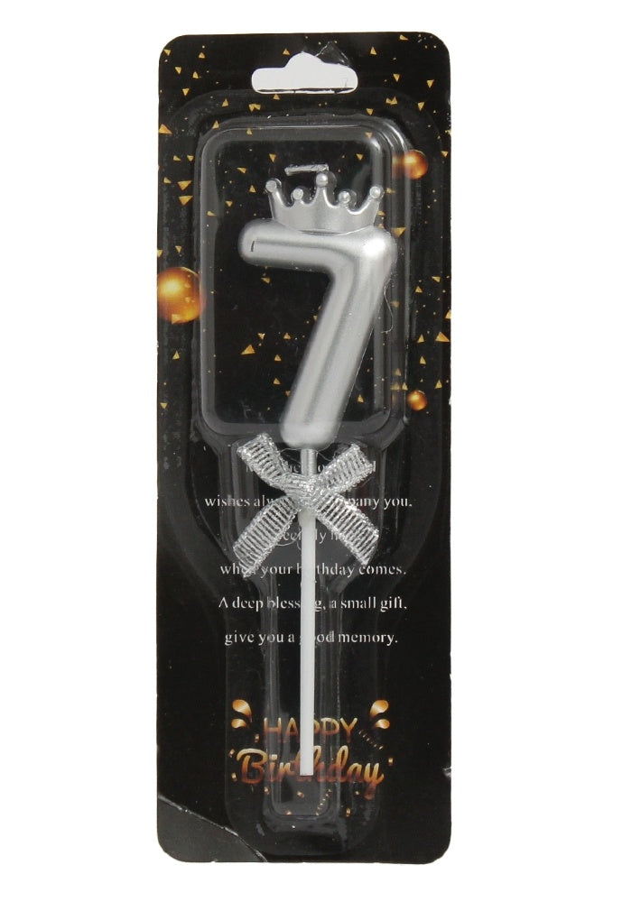 7 Number silver Cake candle