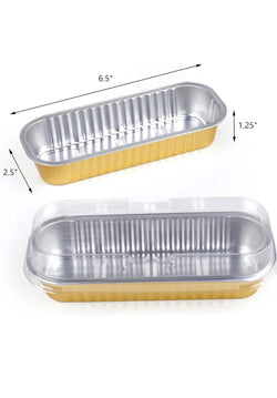 Aluminum Foil Mini Loaf Baking Pans with Lid pack of 10 size- 6.5/1.2 inch