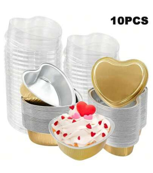 Mini Heart Shaped Cake Pans with Lids pack of10        Size-3/1.2 inch