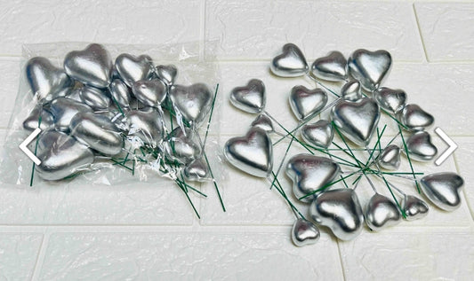 Silver heart shape Faux balls pack of 20