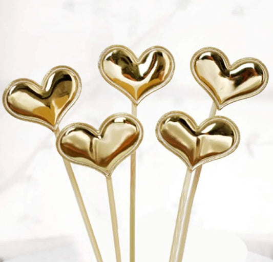 Golden heart topper Pack of 10