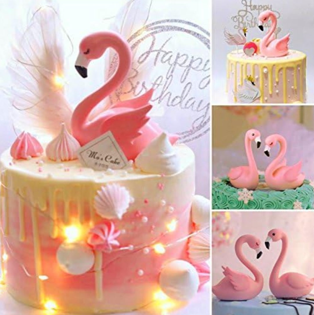 Swan Cake topper Pink 1pair