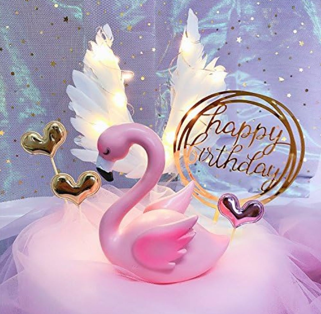 Swan Cake topper Pink 1pair