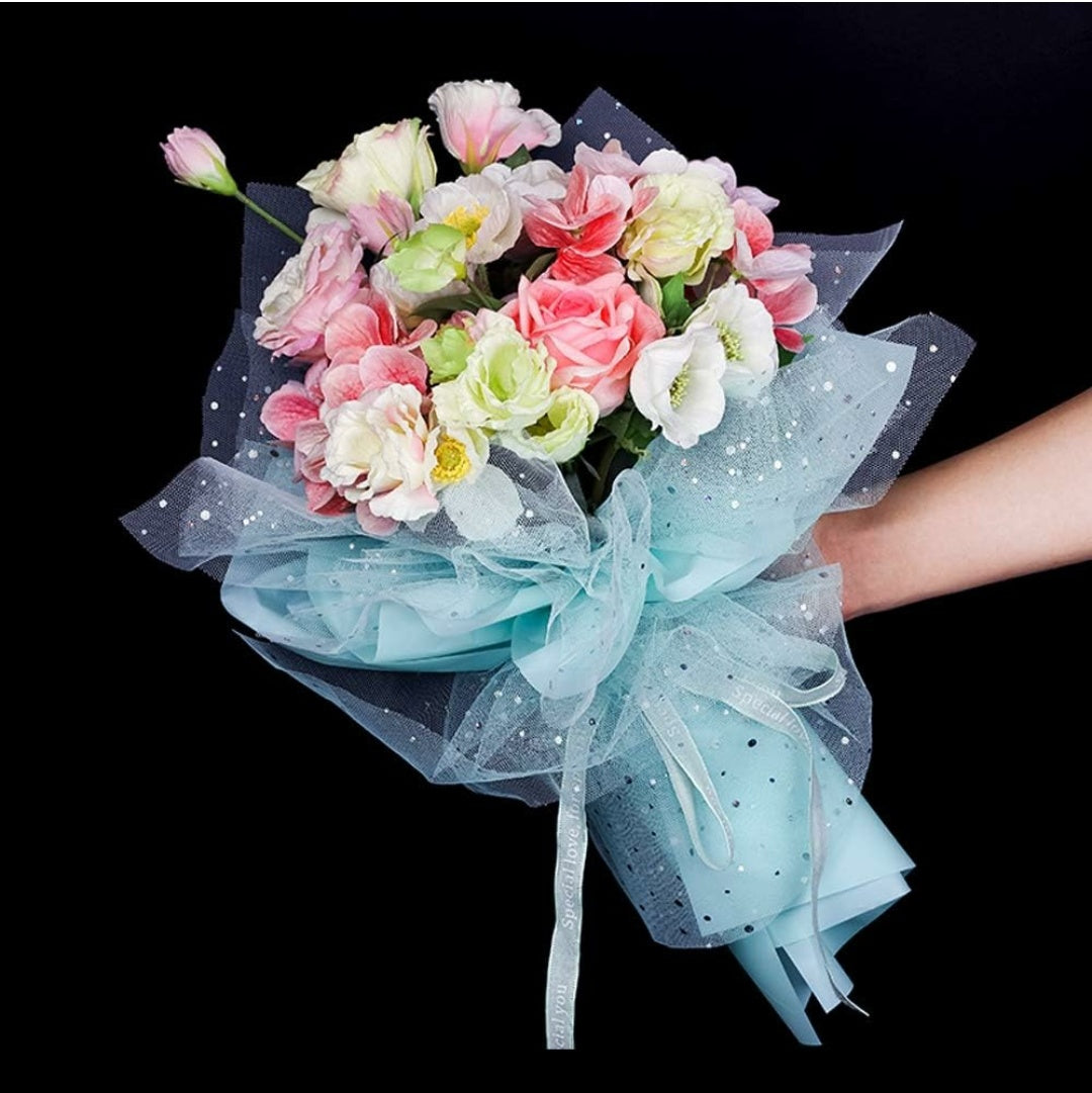 Flower packaging Sky Blue Net approx 5 Metre, width- 21 inch