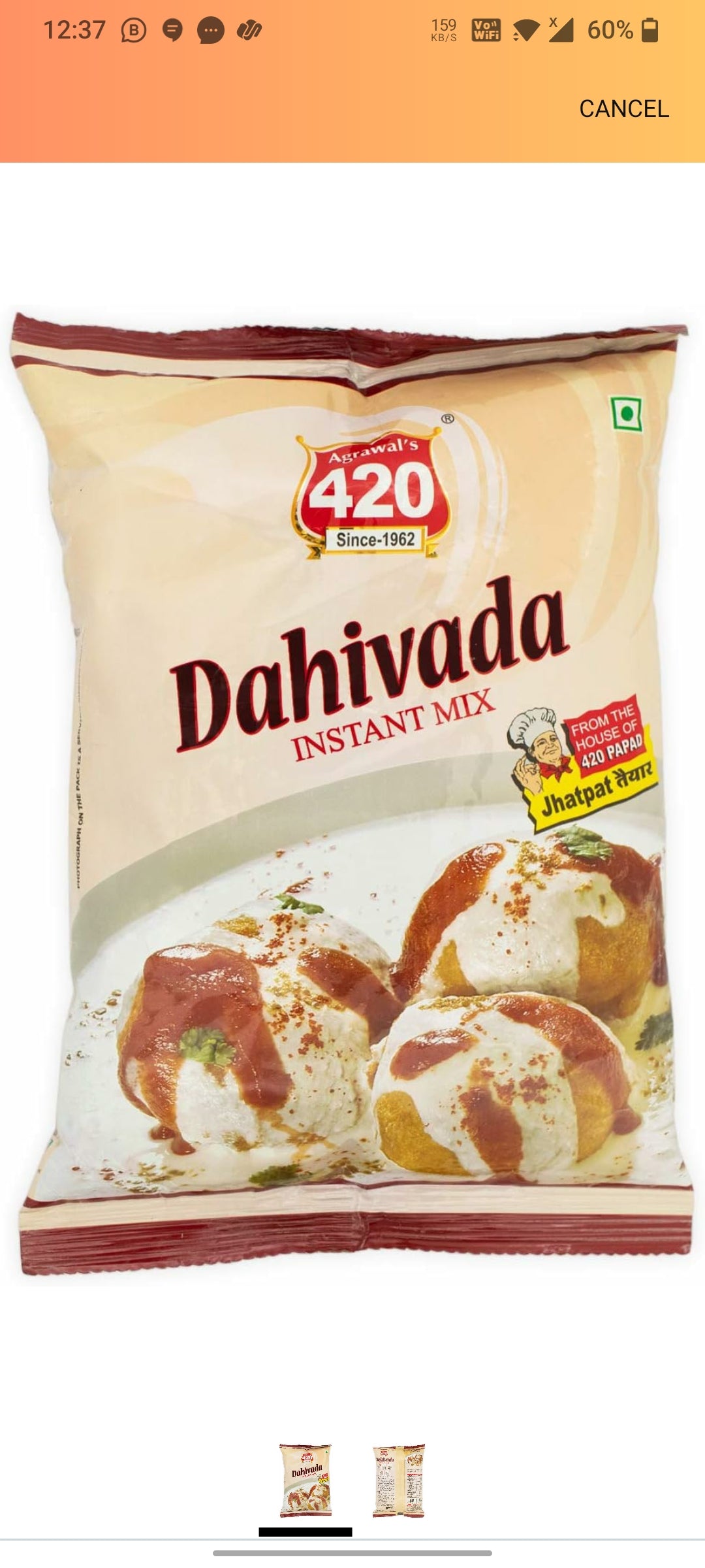 Agrawal's 420 Dahi vada Instant Mix 500 gm