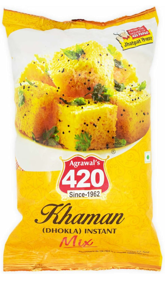 Agrawal's 420 Bites Khaman Mix Instant Mix 100% Vegetarian 500 Gm