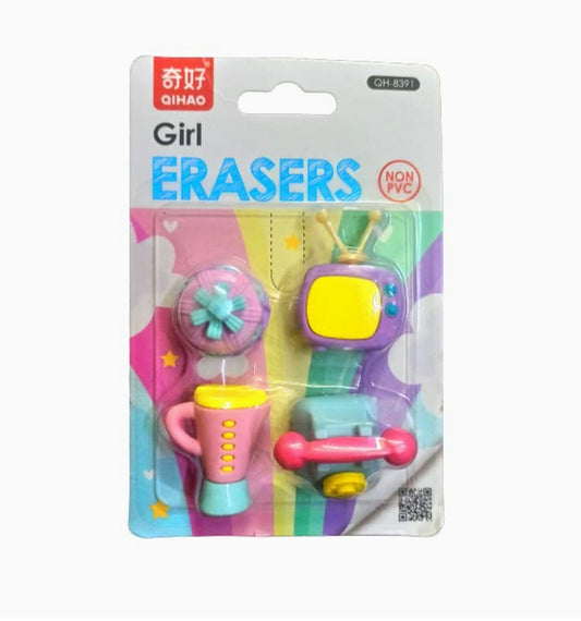 Girl Theme Eraser set of 4