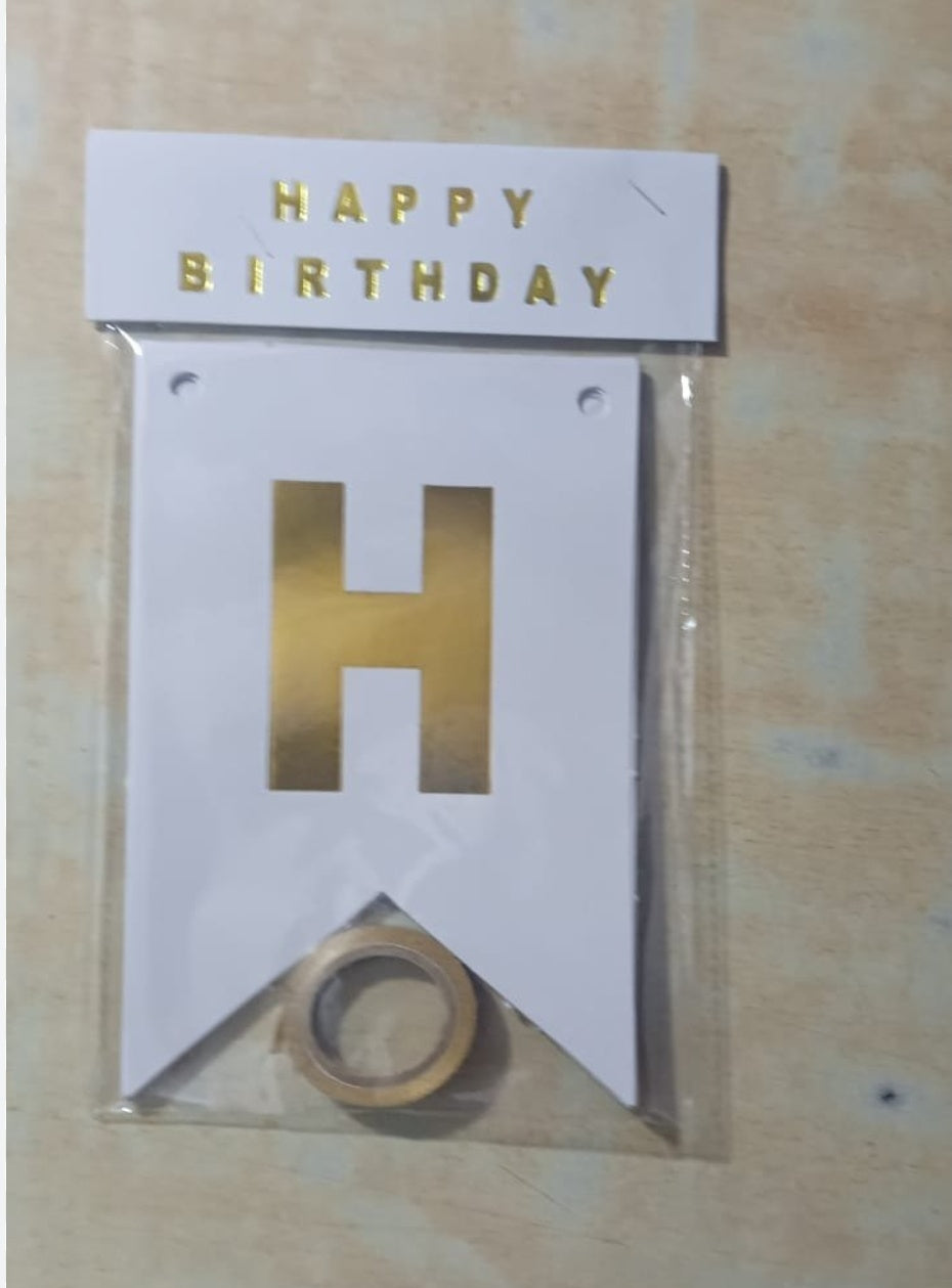 White Happy Birthday Banner