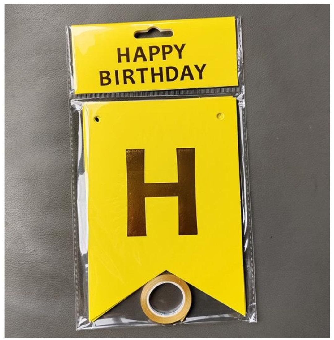 Yellow Happy Birthday Banner