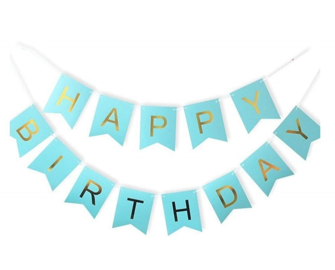 Blue Happy Birthday Party Decoration Set with (2 Curtain, 1 Happy Birthday Banner, 10 blue and 10 white baloon, 1 Star foil balloon)