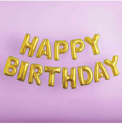 Happy Birthday gold foil balloon banner