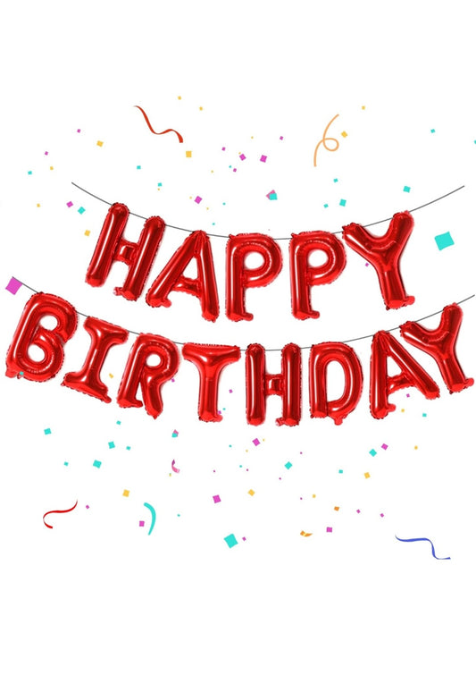 Happy Birthday Red Foil Baloon Banner