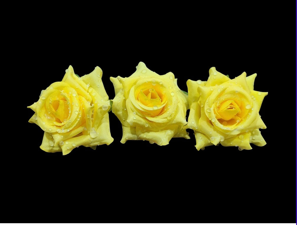 Artificial Yellow Rose Flower pack of 3