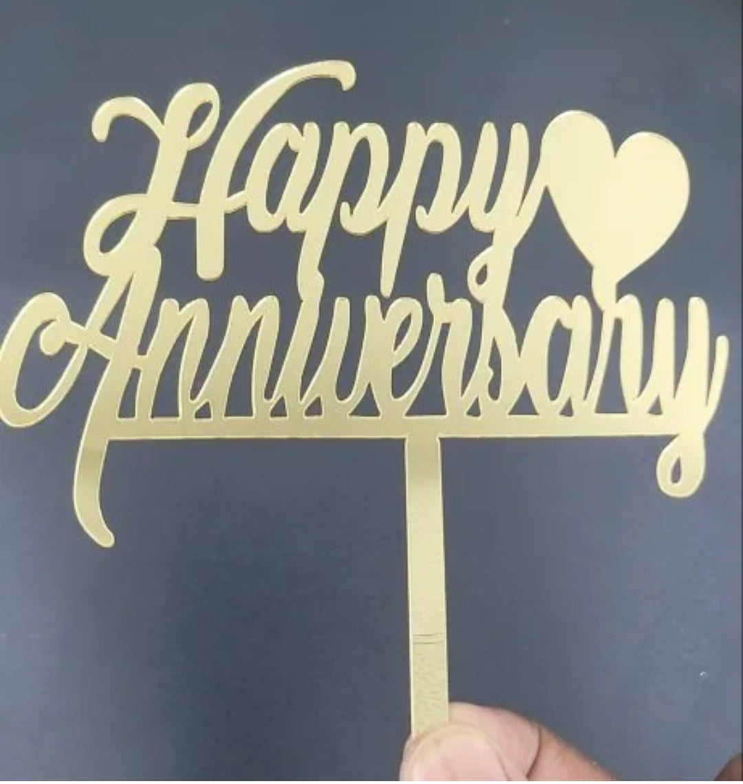 Economic Acrylic 5 inch Happy Anniversary Acrylic Topper pack of 5