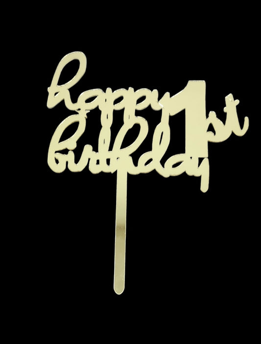 Economic Acrylic 5 inch Happy 1st Birthday Acrylic Topper pack of 5