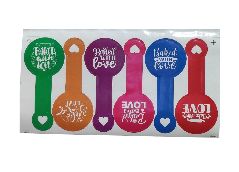 Baked With Love Sticker  (6 sticker in 1 sheet)