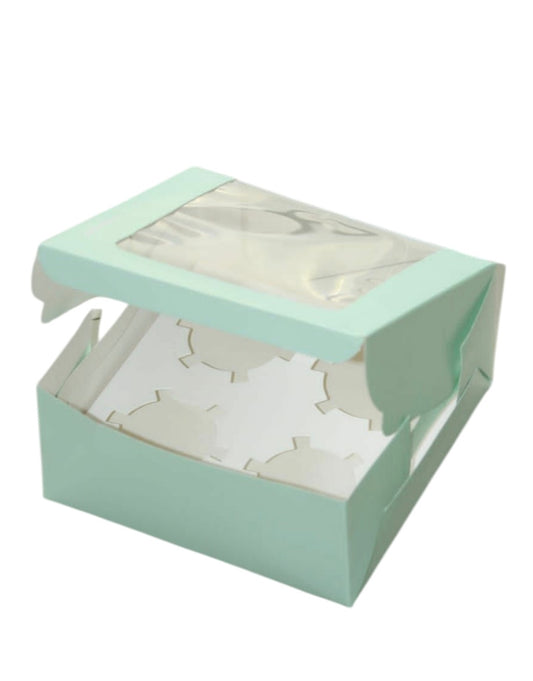 4 Cavity Window Cupcake Box Size - 7x7x3.5