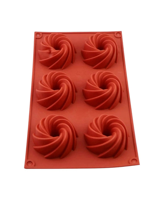 6 Cavity  Bundt Silicon Cake Mould