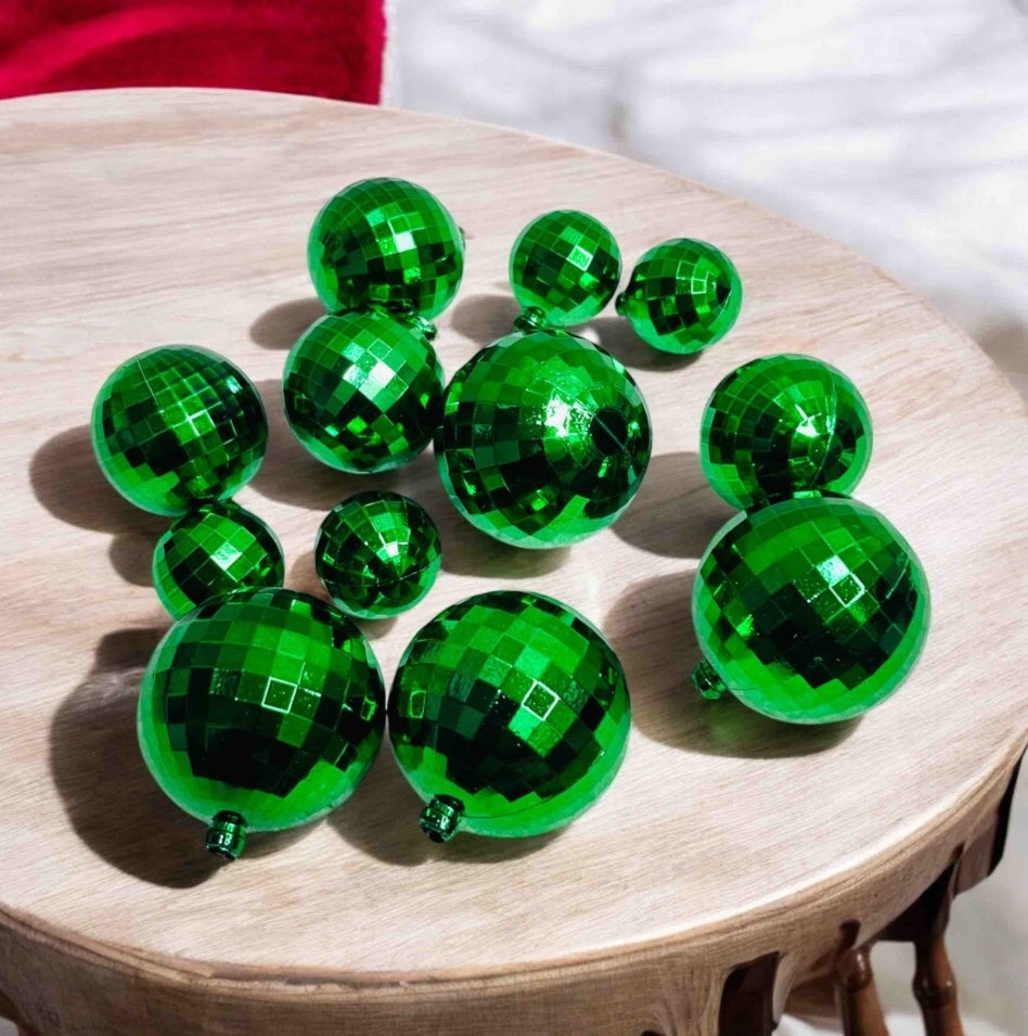 Green Disco Balls Pack Of 12