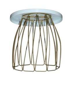 White Metal Plate With Geometric Style Golden Metal Rod Cake Stand