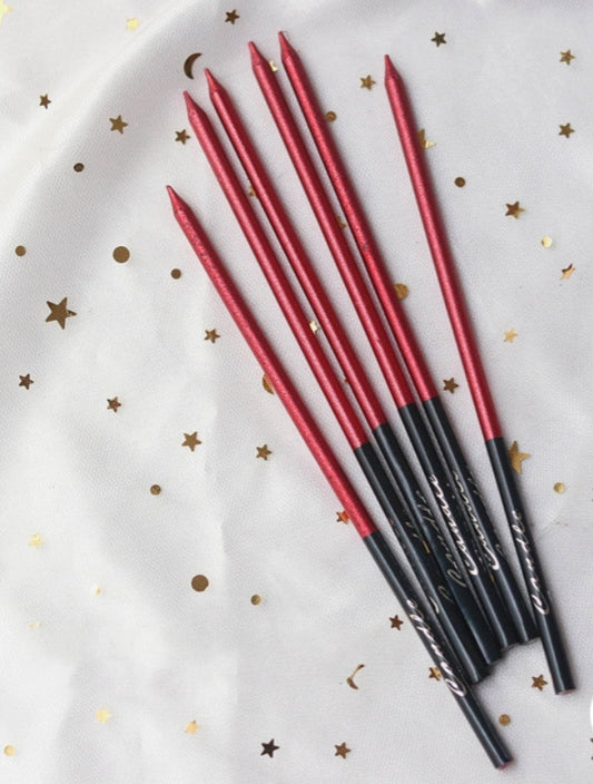 Metalic Red Candles Set Of 6