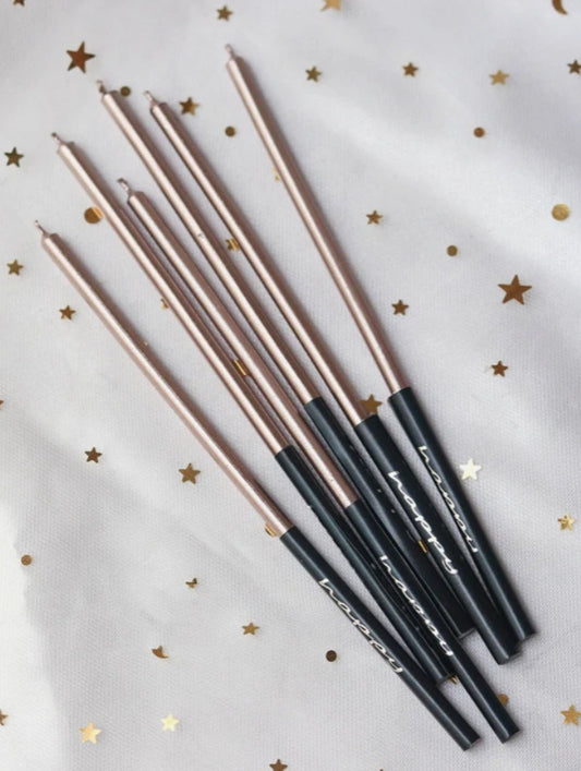 Metalic Rose Gold Candles Set Of 6