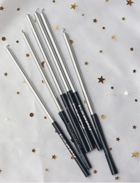 Metalic Silver Candles Set Of 6