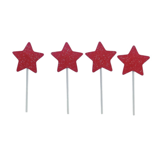 Red Star Glitter Topper Pack Of 10 (LWA-003)