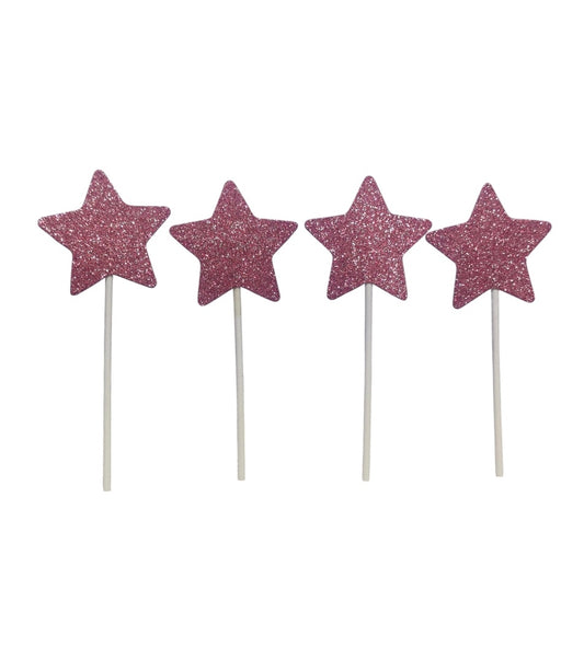 Pink Star Glitter Topper Pack Of 10 (LWA-005)