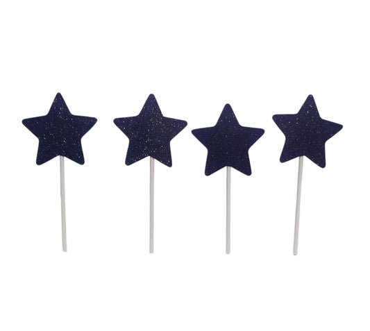 Black Star Glitter Topper Pack Of 10 (LWA-031)