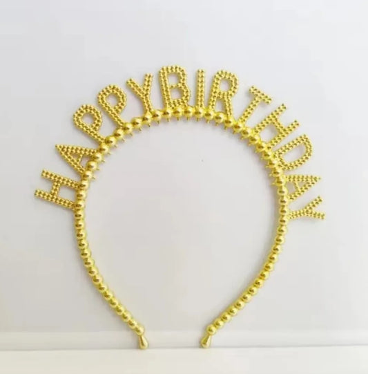 Happy Birthday Tiara Headband Golden Crown